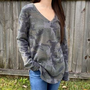 Long sleeve camo waffle shirt